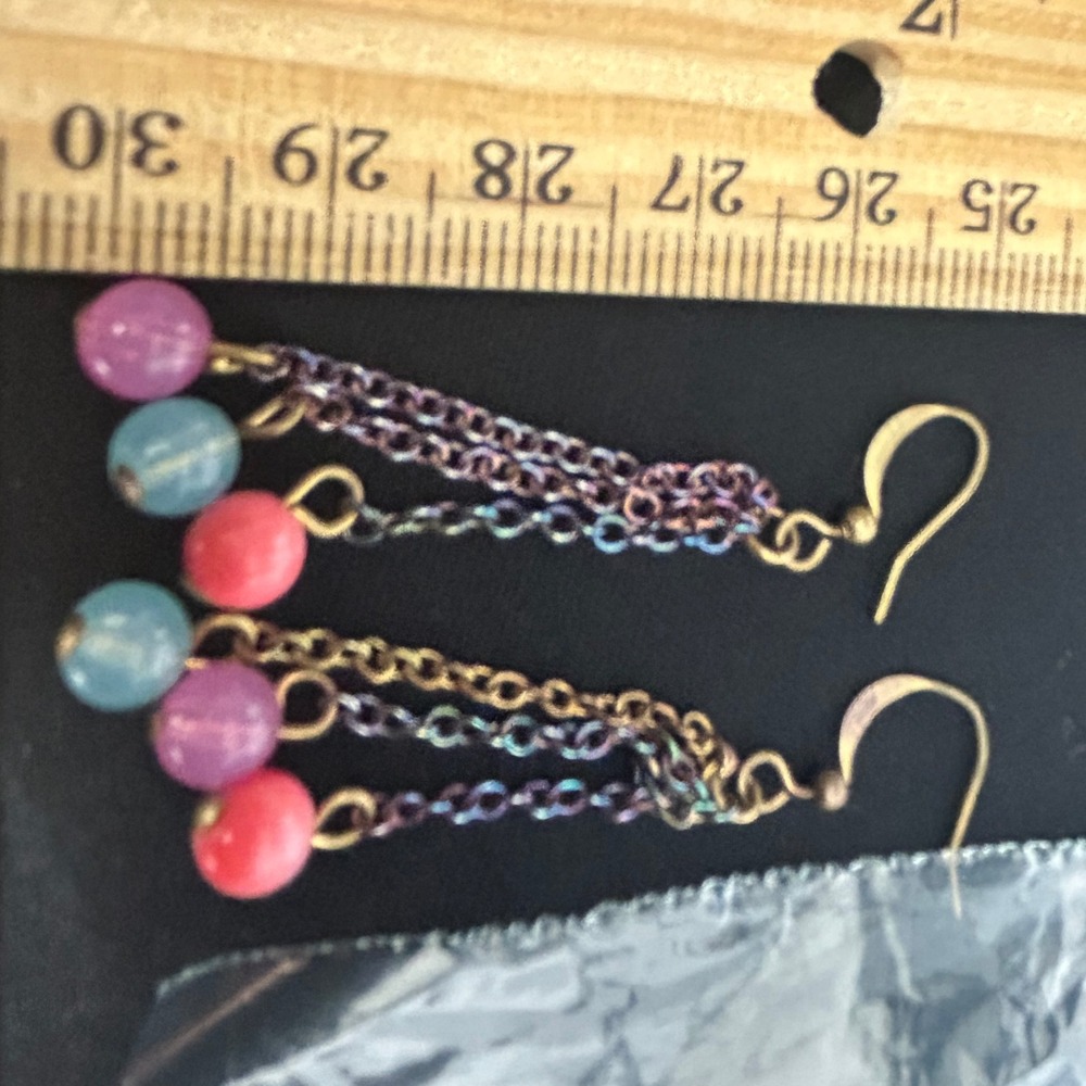 Dangle Earrings Beads Rainbow Chain Colorful‎ Cute Earrings